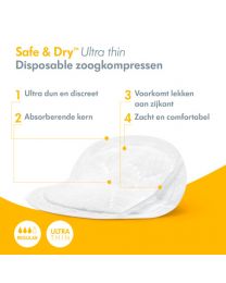 Medela Safe & Dry ultradunne zoogcompressen Ultra thin en disposable 